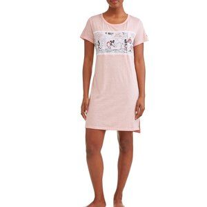 Womens Minnie Mouse Comics Sleepshirt Nightgown Size Sm/Med 6-10 Rose Blush NWT
